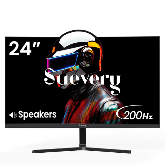 Suevery 24" 200Hz Gaming Monitor, IPS 1080p FHD Computer Monitor, Built-in Speakers, 120% sRGB, FreeSync, Blue Light Filter, Wall Mountable, HDMI/DP, Black