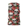 thumbnail image 3 of Easygdp Skull and Roses Men's Mesh Basketball Jersey Quick Drying Sleeveless Shirts Fitted Muscle Tank Tops Sport Round Neck T-Shirt - Small, 3 of 9
