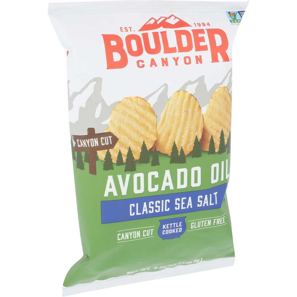 Boulder Canyon Avocado Oil Canyon Cut Classic Sea Salt Potato Chips, 5.25 Ounce -- 12 per Case.