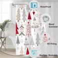 thumbnail image 2 of Red Grey Christmas Trees Fabric Shower Curtain for Bathroom Decor, Winter Holiday Snowflake Pattern Cloth Shower Curtains Set Washable Polyester Waterproof with 12 Hooks, 72x72, 2 of 6