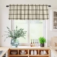 thumbnail image 5 of 3 Piece Kitchen Curtains and Valances Set Linen Buffalo Check Cafe Curtains 36 Inch Length Retro Black Lines Grid Pattern Valance & Tier Curtain for Living Room Bedroom Small Window 54"x18"+27"x36"*2, 5 of 6