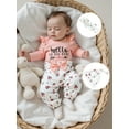thumbnail image 5 of BemeyourBBs Hello I'M New Here Baby Girl Going Home Outfits Newborn Letter Long Sleeve Romper Floral Pants Bow Headband Hat 4 Pcs Clothes Set, 5 of 9