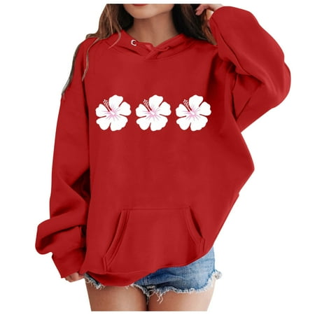 

Hoodies Girls 10-12 Girl s Hoodie Long Sleeve Soft Sweatshirt Graphic Hoody Kids Cute Pullovers Top Clothes for Girls Breathable Sweat Wicking and Warm Hoodie Red 100