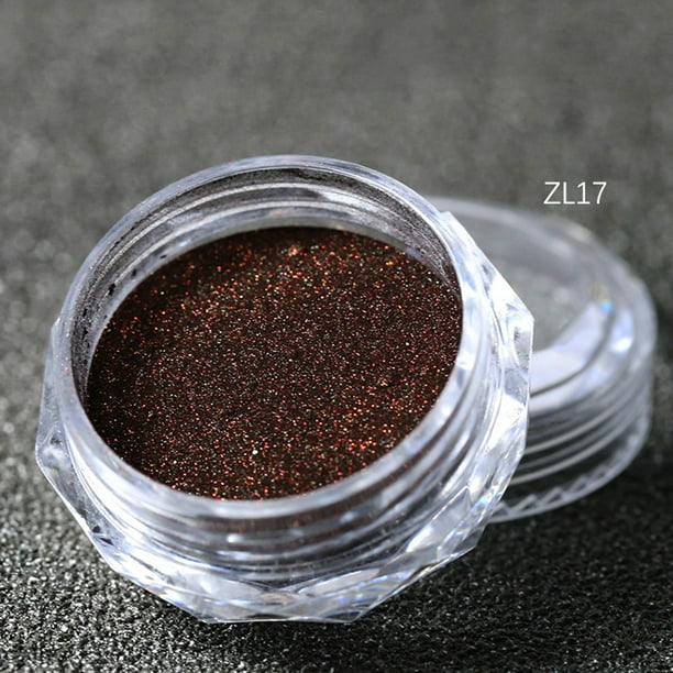 Pigmentos cromados con efecto espejo brillante marrón café estilo Maillard, puntas de manicura con aplicadores de esponja, polvos mágicos de espejo.