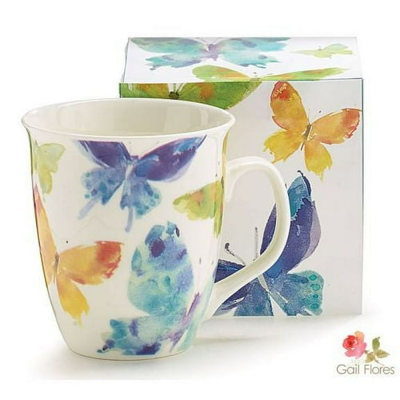 Burton & Burton 16 Oz Woodland Butterflies Mug