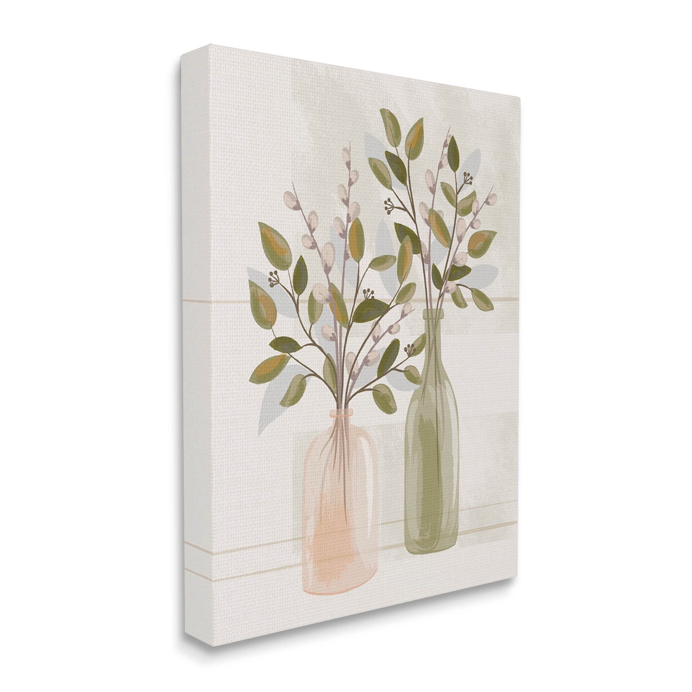 Pussy Willow Ikebana Vases Botanical & Floral Graphic Art Gallery Wrapped Canvas Print Wall Art