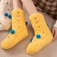 thumbnail image 4 of Xfvqtps Women Wool Socks Extra Thick Winter Warm Cute Embroidery Non Slip Home Cotton Floor Socks Yellow, 4 of 8