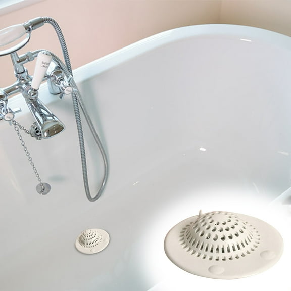 Sink Strainer Hair Catcher | Flexible Rubber Drain Filter Cover for Bathroom Tub Kitchen Shower | Non-Slip Suction Cup | Easy Install Clean | Clogs Prevention | 1 Pack White