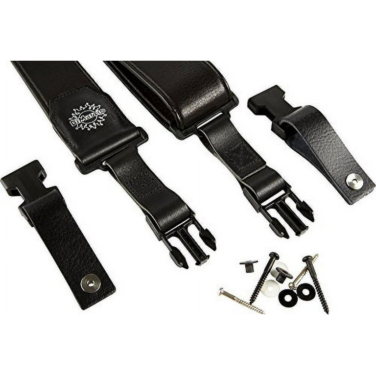 DiMarzio DD3100E 2 inch Elastic Strap with Leather Ends - Black