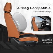 Coverado Black&Brown Car Seat Covers Full Set, Waterproof Premium Leather Front and Back Seat Protectors, Luxury Auto Interior Accessories, Universal Fit Most Cars Sedan SUVs Pick-up Trucks