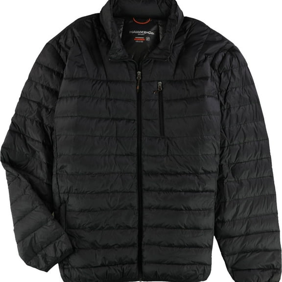 Hawke & Co. Mens Packable Down Quilted Jacket, Black, Medium