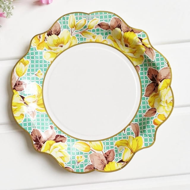 Assiette en Papier en Porcelaine Bleue et Blanche Yazoeia, Assiette Rétro pour Fête, Assiette en Dentelle pour Mariage, Assiette de Souper Festive, Jetable CJC912-147980