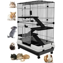 Extra Large 43”H 4-Level Indoor Small Animal Rabbit Guinea Pig Hedgehog Cage Pull Out Tray On Wheels