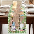 thumbnail image 3 of Table Runners 70 Inches Long Dress Scarves, Happy Easter Farmhouse Coffee/Dining/Kitchen Table Decor, Holiday Table Runner, Gnomes Rabbit Flowers Green Check Wooden 13x70 Inch, 3 of 9
