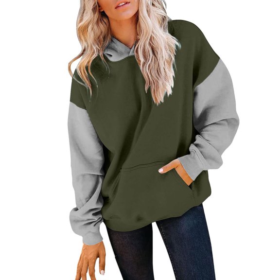 Chuancc Fall Outfits For Women 2025 Sweatshirt For Women Solid Color Hoodies Fall Sweatshirt Crewneck Sweatshirts Women Winter Clothing For Women Cute Hoodies Z-F 5XL