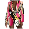 thumbnail image 1 of Femmes Casual Blazer Mid Length Outwear Simple Buste Blouse V Veste de Loisirs Printed Mode Costume Bouton Bas Cardigan Ajusté, 1 of 6