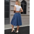 thumbnail image 4 of DARING DIVA Women's Denim A-Line Flare Midi Jean Skirt with Pockets Small Blue, 4 of 7