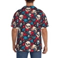 thumbnail image 3 of Yiaed Skull red flower blue Print Mens Casual Wrinkle Free Shirts Short Sleeve Button Down Summer Stretch Dress Shirt-Small, 3 of 5