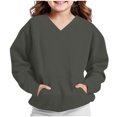 thumbnail image 4 of Antinious Boys Girls Solid V-Neck Hoodless Versatile Pocket Long Sleeve Sweatshirts, 4 of 5
