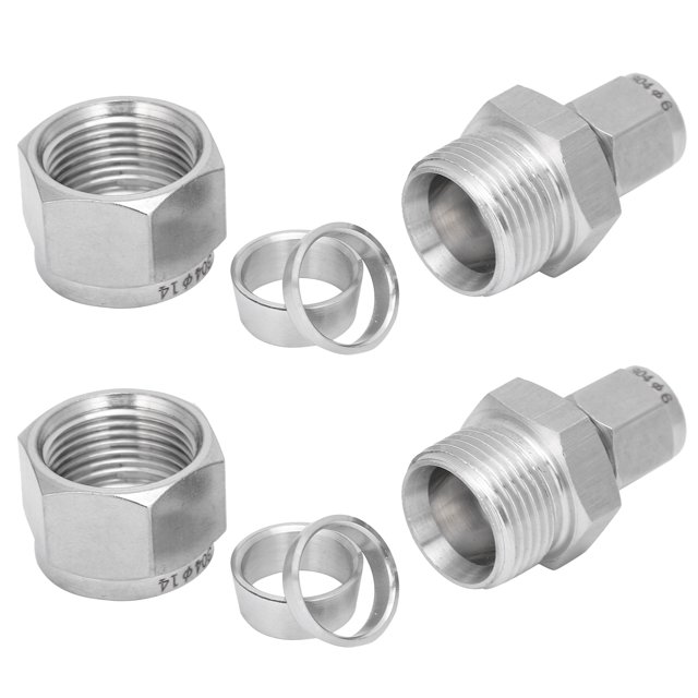Suministros industriales, 2 piezas Accesorio de tubo de compresión Accesorio de tubo Conector de junta de virola doble Conector de virola doble Adaptador recto Durabilidad extendida