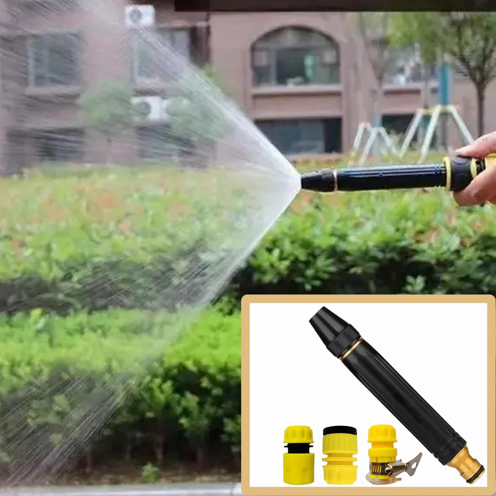 Home High-Pressure Car Wash Water Gun with Booster Nozzle and Hose, 3-in-1 Portable Handheld Water Sprayer Nozzle, 3 Modes, for Watering Plants and Vegetables, and Car Washing