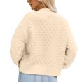 thumbnail image 4 of REORIAFEE Women's Pullover Sweaters Long Sleeve Crewneck Solid Color Sweater Classic Style Knit Pullover Relaxed Pullover Hollow Out Sweater Tops Beige S, 4 of 5