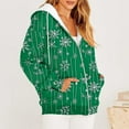 thumbnail image 6 of VERUGU Womens Jackets Casual Fall Winter Fashion Zipper Christmas Printed Coat Long Sleeve Drawstring Hooded Sweatshirt Army Green 3XL, 6 of 6