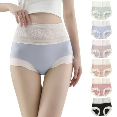 

Spdoo Women s Cotton Underwear Lace Trim High Waist Stretch Briefs Soft Underpants Breathable Ladies Panties 6 Pack