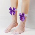 thumbnail image 5 of Chaussettes Résille pour Femmes Chaussettes Hautes en Maille Bas de Mode avec Nœud en Satin, 5 of 5