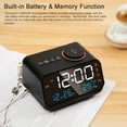 thumbnail image 3 of Tignapoo Smart LED Alarm Clock with FM Radio, Temperature & Humidity Display, Sound Control, USB Charging, and Built-in Battery - Black, 3 of 7