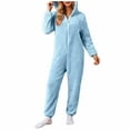 thumbnail image 2 of Timegard Combinaisons Grande Taille pour Femmes Automne Hiver en Molleton Doux à Capuche avec Fermeture Éclair, Pyjama Chaud, 2 of 6