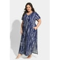 thumbnail image 3 of CASSIE LIZ Plus Size Short Sleeve Dress 3X V Neck Maxi T Shirt Dress Casual Blue Tie Dye Sundress Loose Fit for Women Spring Summer Dress with Pocket 3XL 22W 24W, 3 of 7