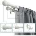 thumbnail image 2 of Mayrhyme Matte White Double Curtain Rods 36-72 Inch,1‘‘Front and 5/8‘‘Back Double Drapery Rod with Small Round Ball and Aluminum Brackets, Adjustable Dual Window Rod for Sheer/Blackout Curtains, 2 of 7