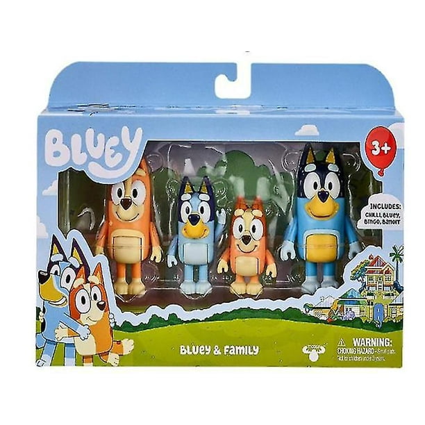 Action Figure Bluey And Friends, Family Toys 4 Pcs Set, Kids Gift