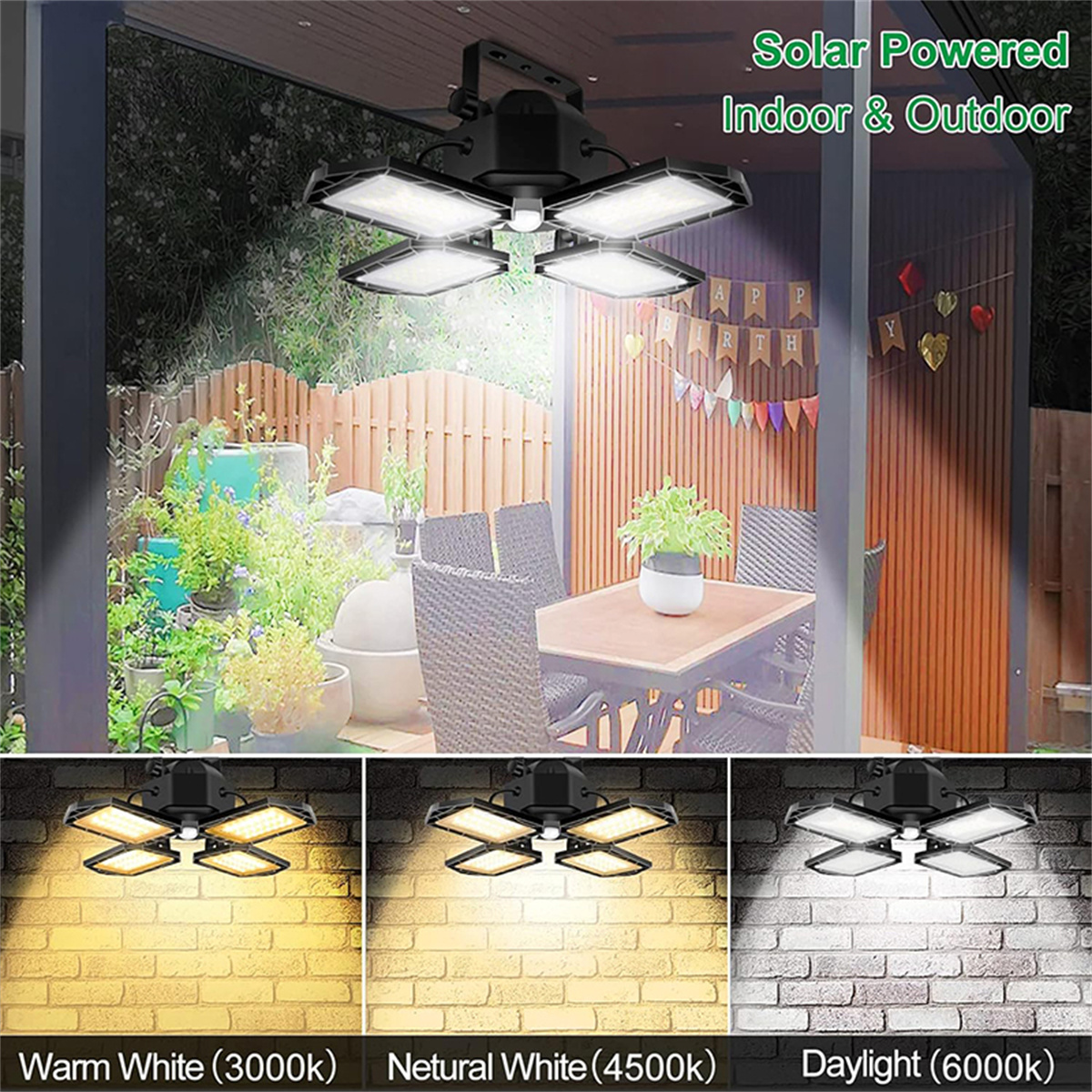 OCEST 4-Head Solar Pendant Light with Remote Control photo 2