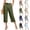 17# Army Green, variant on Women's Cotton Linen Cropped Pants High Waist Pleated Casual Capris with Pockets Office Capri Pants Army Green S