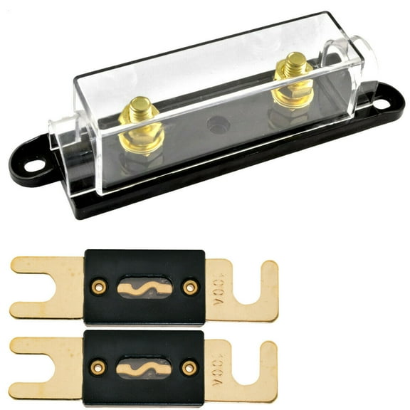 1/0/4/8 Gauge ANL Heat Resistant Fuse Holder with 2 Pack Gold Plated 100 Amp ANL Fuse
