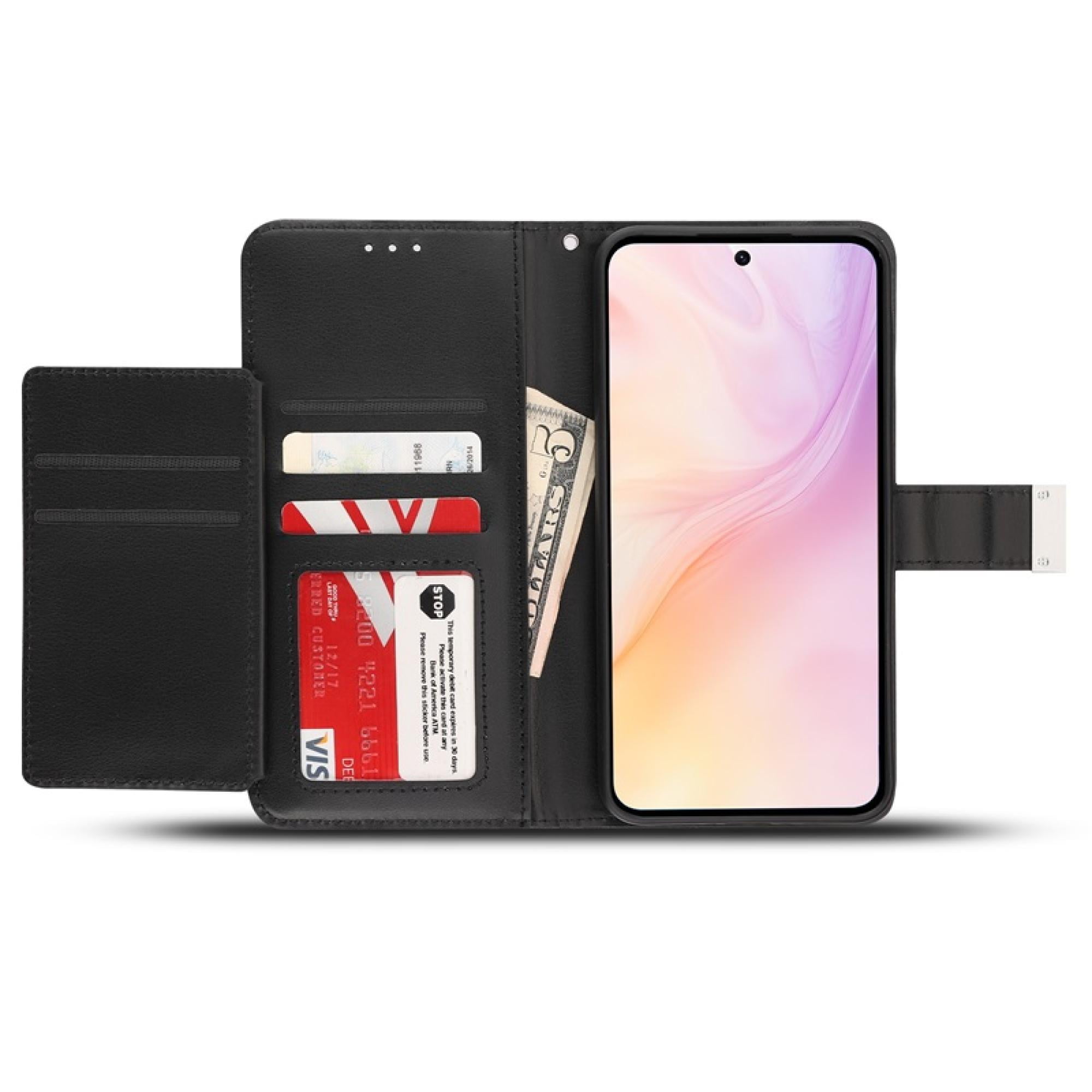 2 in 1 Complete Protection Bundle compatiable with Galaxy A36 5G – Black Wallet Folio Case + Full-Coverage Privacy Screen Shield