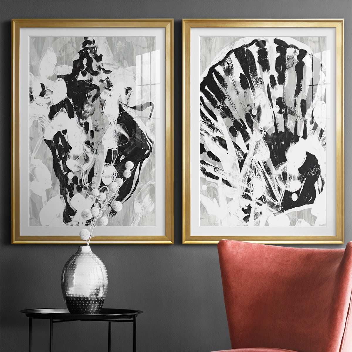 Wexford Home Ocean Inkblot I Premium Framed Print, 26.5" x 36.5" - Ready to Hang, Gold (Set of 2)