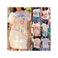 thumbnail image 2 of Yunliwuli Women's Summer Tops Casual Short Sleeve Round Neck Cartoon Print T-Shirts Streetwear Blouses, 2 of 7