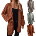 thumbnail image 1 of QTOCIO Cardigan pour Femmes, Pulls Tendance pour Femmes, Chandail Décontracté à Col Rond et Manches Longues pour Femmes, Blouse Ample à Rayures Tricotées, 1 of 7