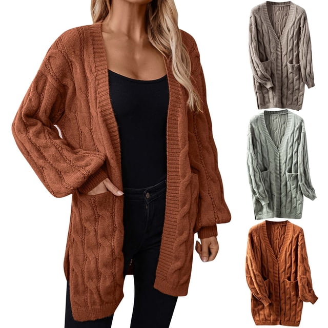 QTOCIO Cardigan pour Femmes, Pulls Tendance pour Femmes, Chandail Décontracté à Col Rond et Manches Longues pour Femmes, Blouse Ample à Rayures Tricotées