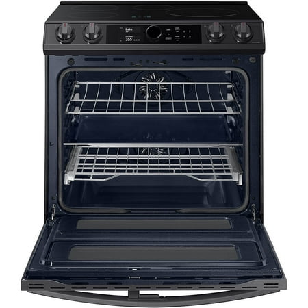 Samsung - 6.3 cu. ft. Slide-In Induction Range with WiFi, Flex Duo™, Smart Dial & Air Fry - Black stainless steel