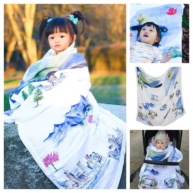 Luxury Baby Blanket by HnyBaby Large 48x48 Inches Unisex Canada Design Muslin Quilt