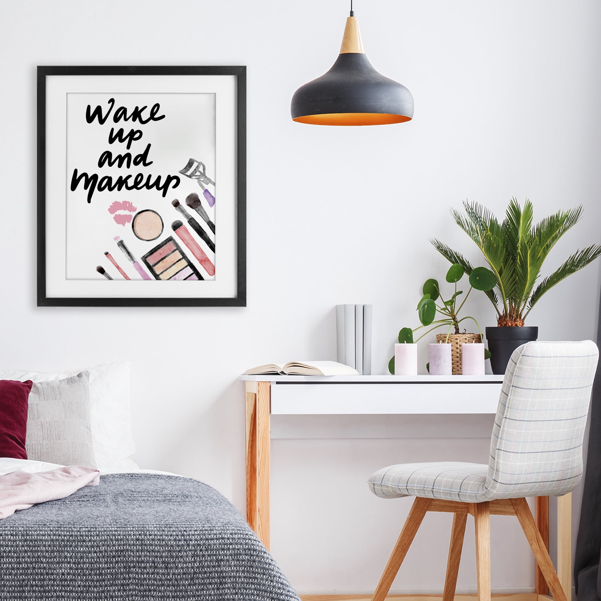 Stupell Industries Wake Up & Makeup Black Framed Print Under Glass, design by Jesse Keith