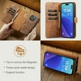 thumbnail image 6 of ELEHOLD Case For iPhone 16 , 2-in-1 Vintage Leather Wallet Case Magnetic Detachable Flip Folio Stand Slim Cover with Card Slots For iPhone 16,Brown, 6 of 7