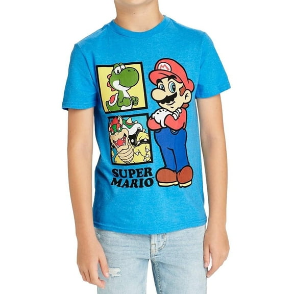 Super Mario Boys Mario, Yoshi, Bowser T-Shirt, Sizes 4-16