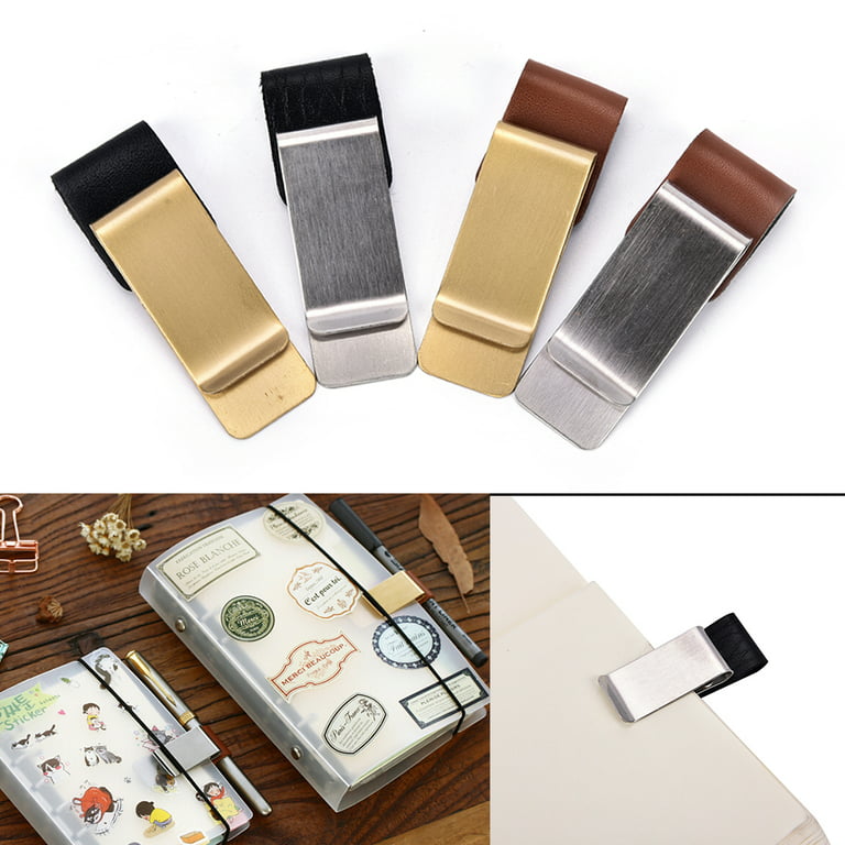 Vintage Metal Pu Leather Pen Holder Clip Notebooks Notepad Diary