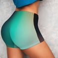 thumbnail image 4 of Daiia Teal and Peach Pattern Women's Workout Shorts Biker Shorts - High Waisted Workout Spandex Tummy Control Gym Running Yoga Shorts-Large, 4 of 8