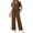 Dark Coffee, variant on Two Piece Lounge Sets for Women Vacation Travel Outfits Dressy Casual V Neck Short Sleeve Tops Wide Leg Pants Fashion Outfits
